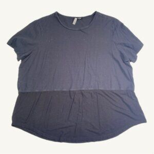 ASOS Black T-Shirt Top Ribbed Lose Fitted Size Large